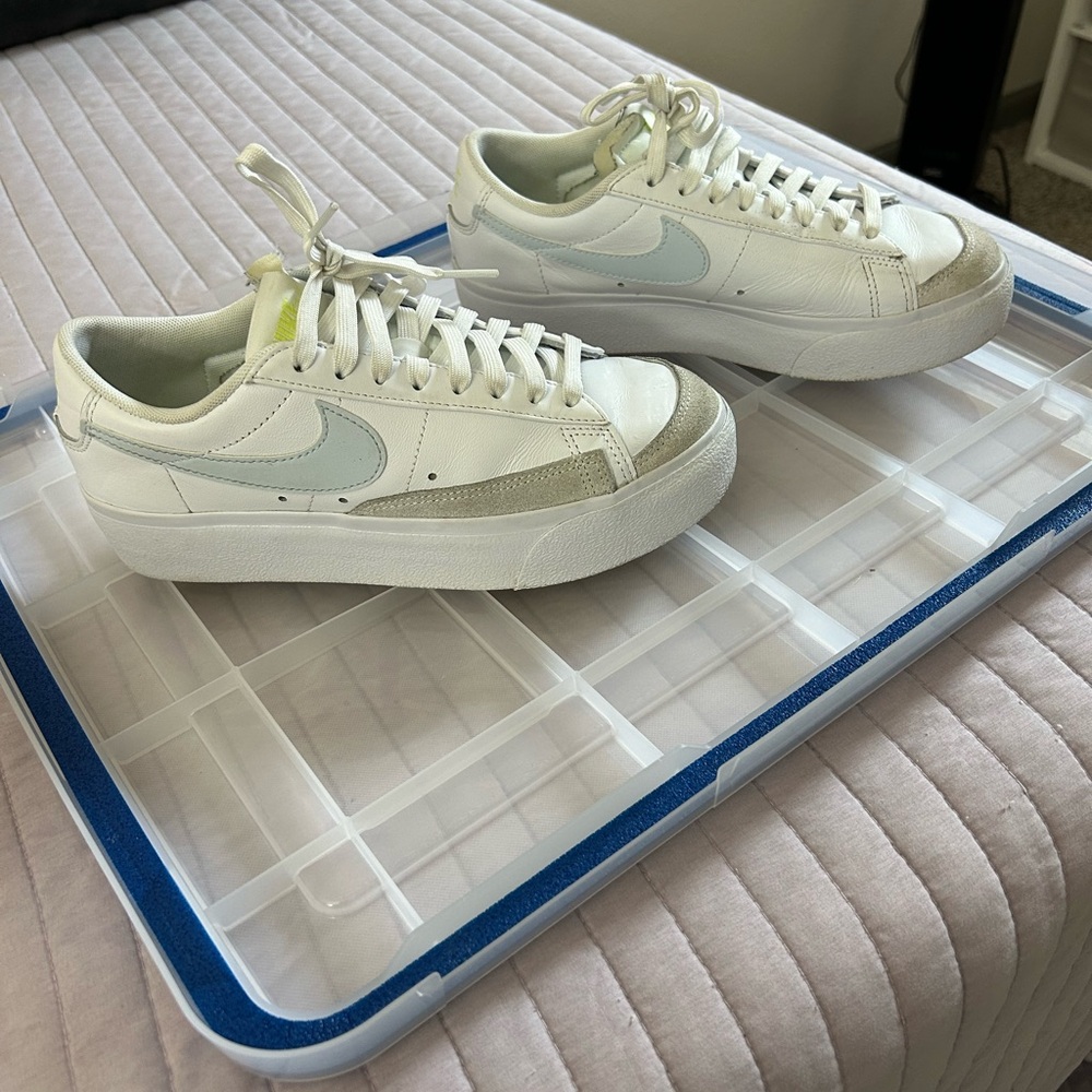 Nike White and Light Blue Athletic Shoes